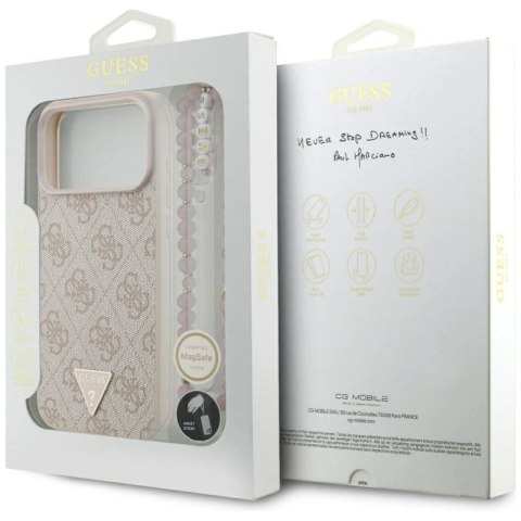 Etui Guess 4G Strap Triangle Logo MagSafe na iPhone 17 Pro Max - różowe Guess