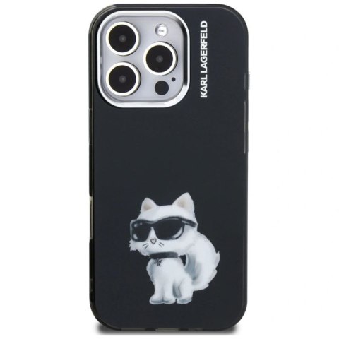 Etui Karl Lagerfeld IML Aquarelle Choupette & Logo na iPhone 16 Pro - czarne Karl Lagerfeld