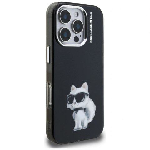 Etui Karl Lagerfeld IML Aquarelle Choupette & Logo na iPhone 16 Pro - czarne Karl Lagerfeld