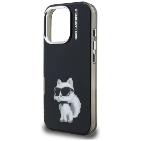 Etui Karl Lagerfeld IML Aquarelle Choupette & Logo na iPhone 16 Pro - czarne Karl Lagerfeld