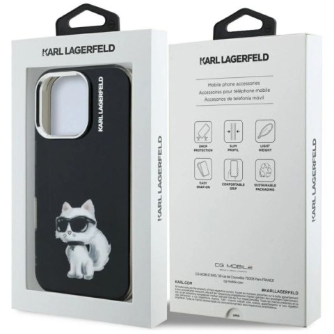Etui Karl Lagerfeld IML Aquarelle Choupette & Logo na iPhone 16 Pro - czarne Karl Lagerfeld