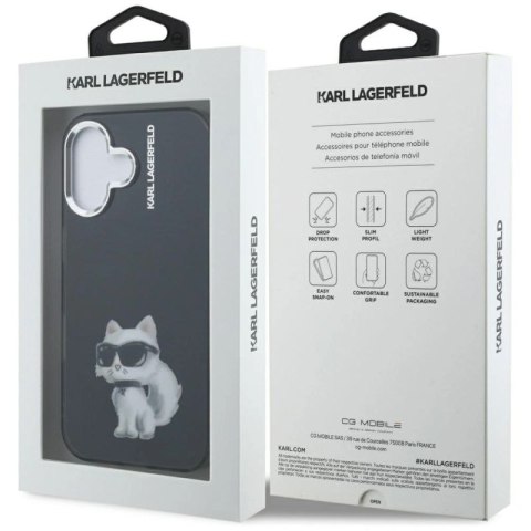 Etui Karl Lagerfeld IML Aquarelle Choupette & Logo na iPhone 16 - czarne Karl Lagerfeld