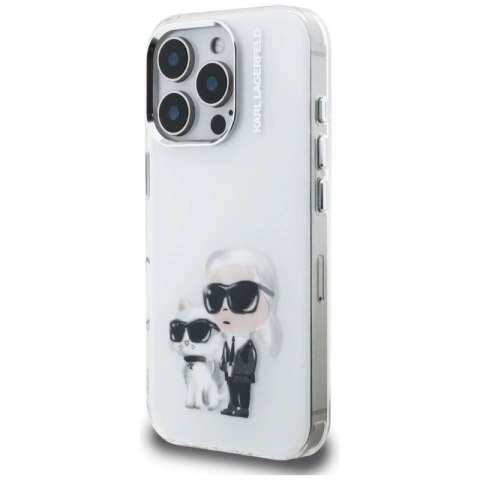 Etui Karl Lagerfeld IML Aquarelle Karl & Choupette & Logo na iPhone 16 Pro - białe Karl Lagerfeld