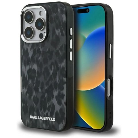 Etui Karl Lagerfeld IML Leopard Pattern MagSafe na iPhone 16 Pro - czarne Karl Lagerfeld