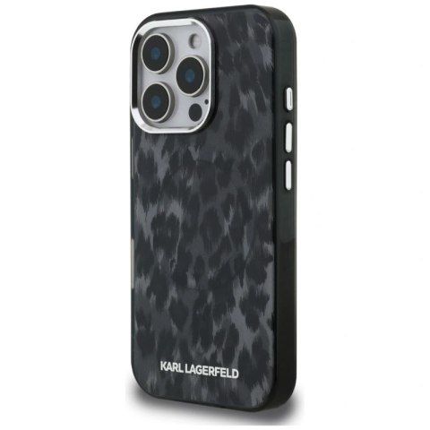 Etui Karl Lagerfeld IML Leopard Pattern MagSafe na iPhone 16 Pro - czarne Karl Lagerfeld