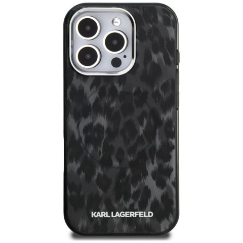 Etui Karl Lagerfeld IML Leopard Pattern MagSafe na iPhone 16 Pro - czarne Karl Lagerfeld