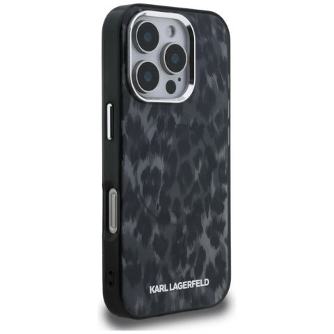 Etui Karl Lagerfeld IML Leopard Pattern MagSafe na iPhone 16 Pro - czarne Karl Lagerfeld