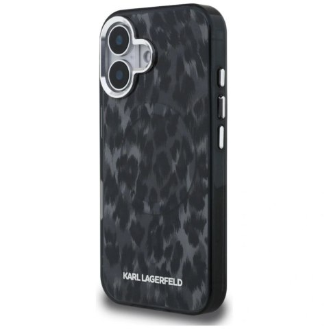 Etui Karl Lagerfeld IML Leopard Pattern MagSafe na iPhone 16 - czarne Karl Lagerfeld