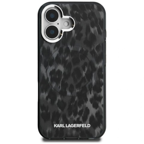 Etui Karl Lagerfeld IML Leopard Pattern MagSafe na iPhone 16 - czarne Karl Lagerfeld