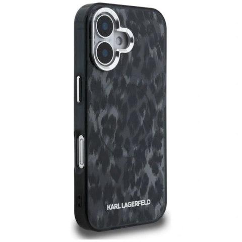 Etui Karl Lagerfeld IML Leopard Pattern MagSafe na iPhone 16 - czarne Karl Lagerfeld