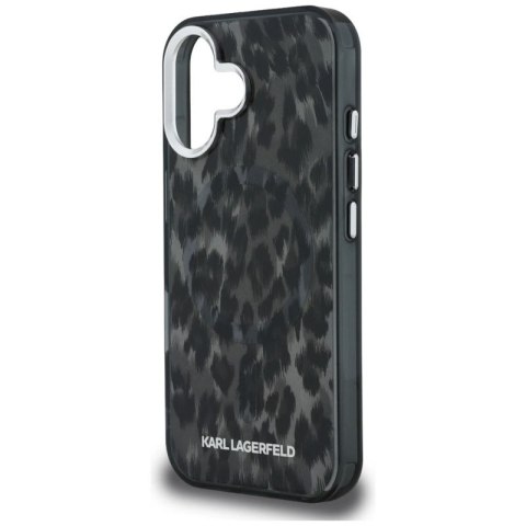 Etui Karl Lagerfeld IML Leopard Pattern MagSafe na iPhone 16 - czarne Karl Lagerfeld