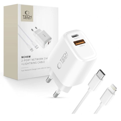 Ładowarka sieciowa Tech-Protect NCA45W-GAN 2-Port 45W - biała Tech-Protect