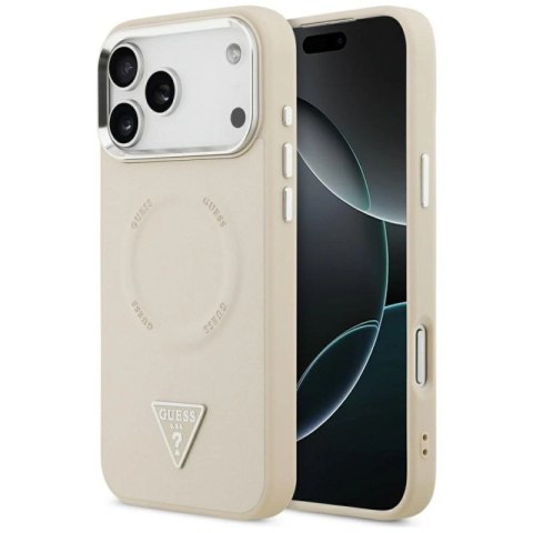 Etui Guess Triangle Logo MagSafe na iPhone 17 Pro - beżowe Guess