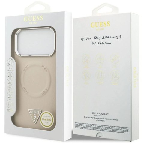 Etui Guess Triangle Logo MagSafe na iPhone 17 Pro - beżowe Guess