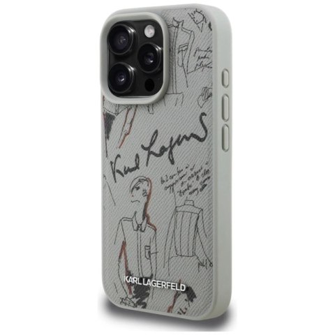 Etui Karl Lagerfeld Grained Pattern & Logo MagSafe na iPhone 16 Pro Max - szare Karl Lagerfeld