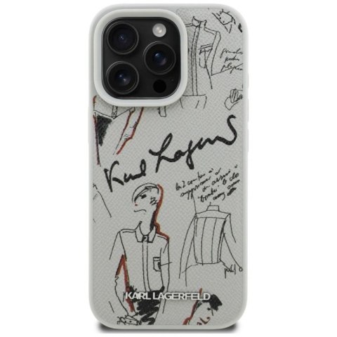 Etui Karl Lagerfeld Grained Pattern & Logo MagSafe na iPhone 16 Pro Max - szare Karl Lagerfeld