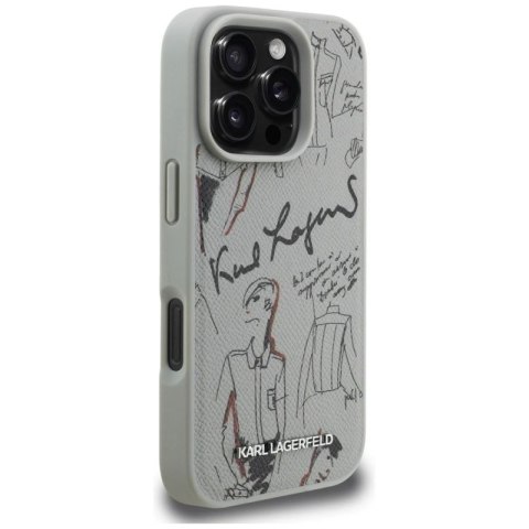Etui Karl Lagerfeld Grained Pattern & Logo MagSafe na iPhone 16 Pro Max - szare Karl Lagerfeld