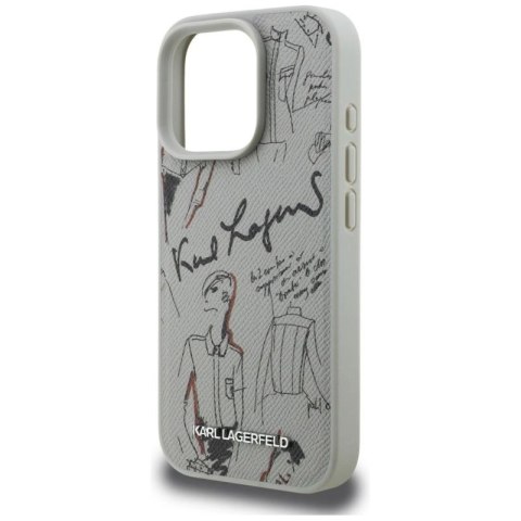 Etui Karl Lagerfeld Grained Pattern & Logo MagSafe na iPhone 16 Pro Max - szare Karl Lagerfeld