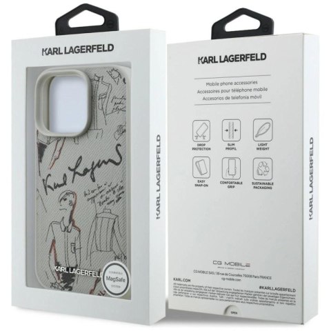 Etui Karl Lagerfeld Grained Pattern & Logo MagSafe na iPhone 16 Pro Max - szare Karl Lagerfeld