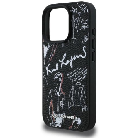 Etui Karl Lagerfeld Grained Pattern & Logo MagSafe na iPhone 16 Pro - czarne Karl Lagerfeld