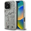 Etui Karl Lagerfeld Grained Pattern & Logo MagSafe na iPhone 16 Pro - szare Karl Lagerfeld