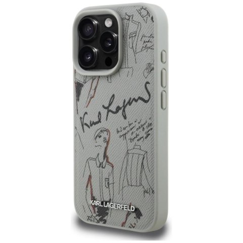 Etui Karl Lagerfeld Grained Pattern & Logo MagSafe na iPhone 16 Pro - szare Karl Lagerfeld