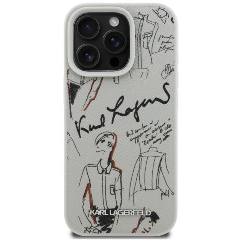 Etui Karl Lagerfeld Grained Pattern & Logo MagSafe na iPhone 16 Pro - szare Karl Lagerfeld