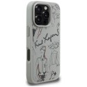 Etui Karl Lagerfeld Grained Pattern & Logo MagSafe na iPhone 16 Pro - szare Karl Lagerfeld