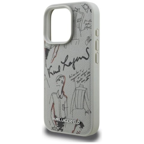 Etui Karl Lagerfeld Grained Pattern & Logo MagSafe na iPhone 16 Pro - szare Karl Lagerfeld