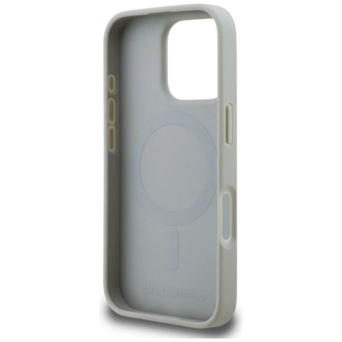 Etui Karl Lagerfeld Grained Pattern & Logo MagSafe na iPhone 16 Pro - szare Karl Lagerfeld