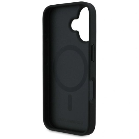 Etui Karl Lagerfeld Grained Pattern & Logo MagSafe na iPhone 16 - czarne Karl Lagerfeld