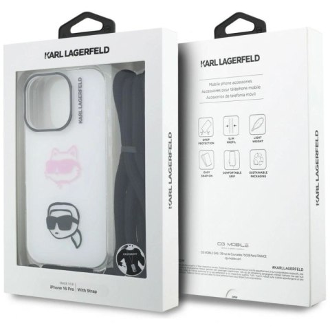 Etui Karl Lagerfeld IML Crossbody Karl&Choupette Head na iPhone 16 Pro - białe Karl Lagerfeld