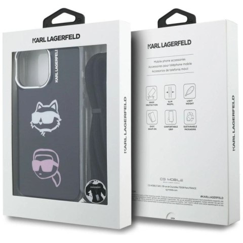 Etui Karl Lagerfeld IML Crossbody Karl&Choupette Head na iPhone 16 Pro - czarne Karl Lagerfeld