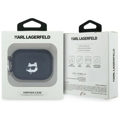 Etui Karl Lagerfeld Monogram Choupette Head na AirPods Pro 3 - czarne Karl Lagerfeld
