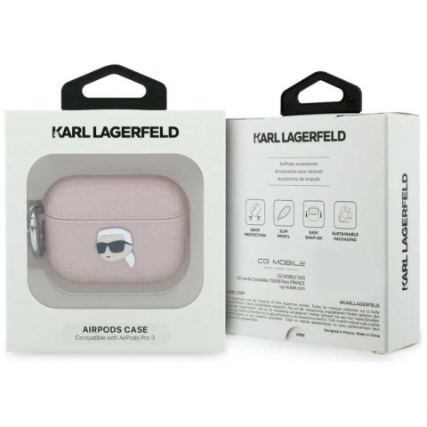 Etui Karl Lagerfeld Monogram Karl Head na AirPods Pro 3 - różowe Karl Lagerfeld