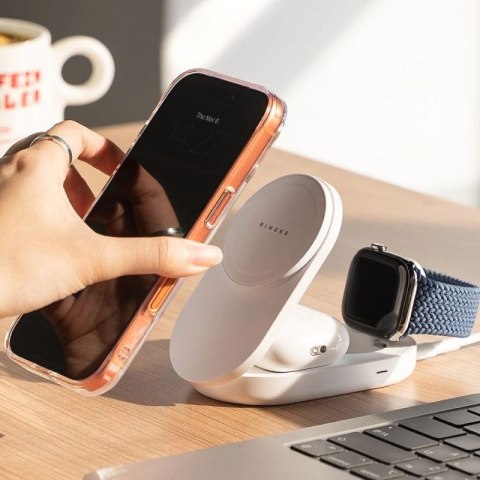 Ładowarka indukcyjna RINGKE QI2.2 25W 3w1 Magnetic MagSafe - biała Ringke