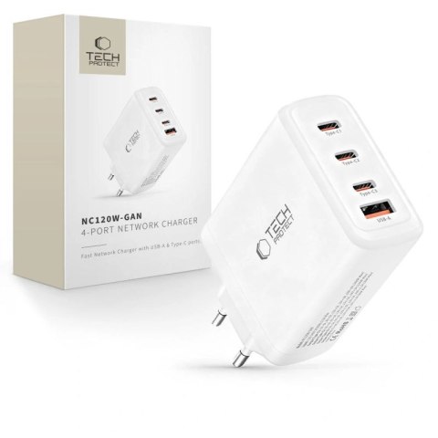 Ładowarka sieciowa Tech-Protect NC120W-GAN 4-Porty 120W - biała Tech-Protect