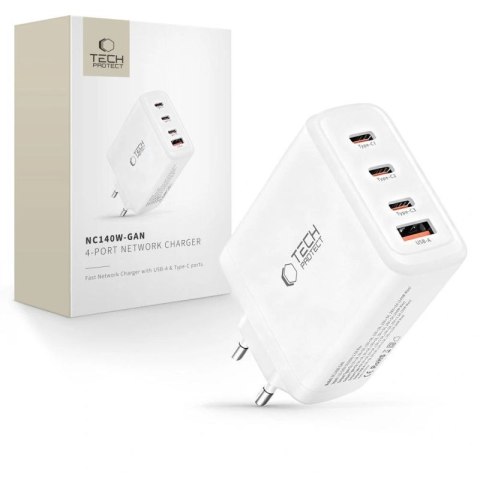 Ładowarka sieciowa Tech-Protect NC140W-GAN 4-Porty 140W - biała Tech-Protect