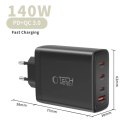 Ładowarka sieciowa Tech-Protect NC140W-GAN 4-Porty 140W - czarna Tech-Protect