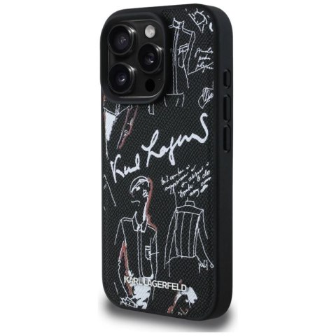 Etui Karl Lagerfeld Grained Pattern & Logo MagSafe na iPhone 16 Pro Max - czarne Karl Lagerfeld