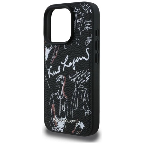 Etui Karl Lagerfeld Grained Pattern & Logo MagSafe na iPhone 16 Pro Max - czarne Karl Lagerfeld
