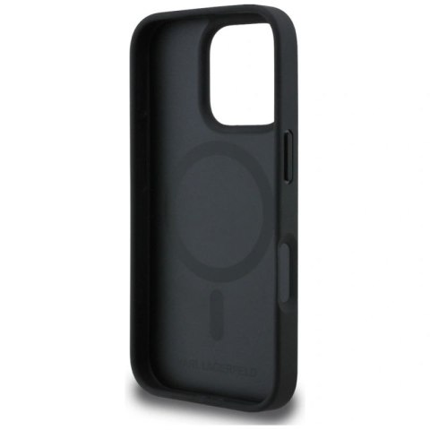 Etui Karl Lagerfeld Grained Pattern & Logo MagSafe na iPhone 16 Pro Max - czarne Karl Lagerfeld