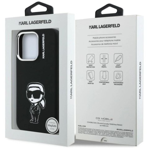 Etui Karl Lagerfeld Silicone Karl Sketch MagSafe na iPhone 16 Pro Max - czarne Karl Lagerfeld