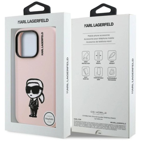 Etui Karl Lagerfeld Silicone Karl Sketch MagSafe na iPhone 16 Pro Max - różowe Karl Lagerfeld
