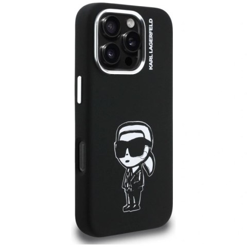Etui Karl Lagerfeld Silicone Karl Sketch MagSafe na iPhone 16 Pro - czarne Karl Lagerfeld