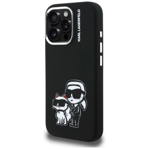 Etui Karl Lagerfeld Silicone Karl&Choupette Sketch MagSafe na iPhone 16 Pro - czarne Karl Lagerfeld
