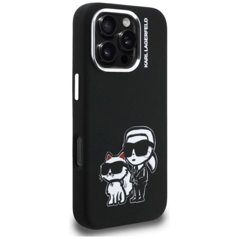 Etui Karl Lagerfeld Silicone Karl&Choupette Sketch MagSafe na iPhone 16 Pro - czarne Karl Lagerfeld