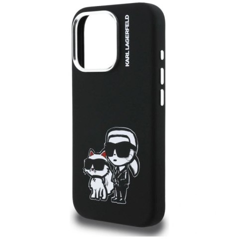 Etui Karl Lagerfeld Silicone Karl&Choupette Sketch MagSafe na iPhone 16 Pro - czarne Karl Lagerfeld
