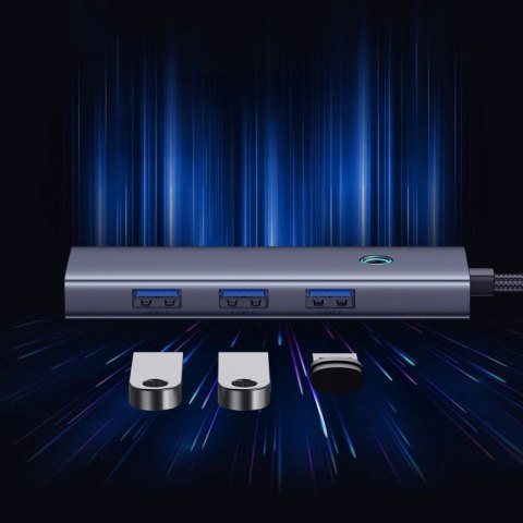 Hub Baseus UltraJoy Series 5w1 USB-C do 1x HDMI4K@30Hz+ 4 x USB-A 3.0 - szary