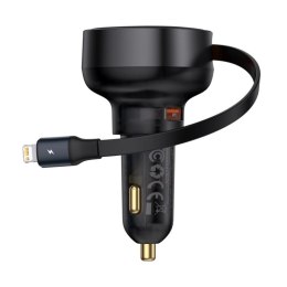 Ładowarka samochodowa Baseus Enjoyment Pro 55W USB-A ze zwijanym kablem Lightning - czarna Baseus
